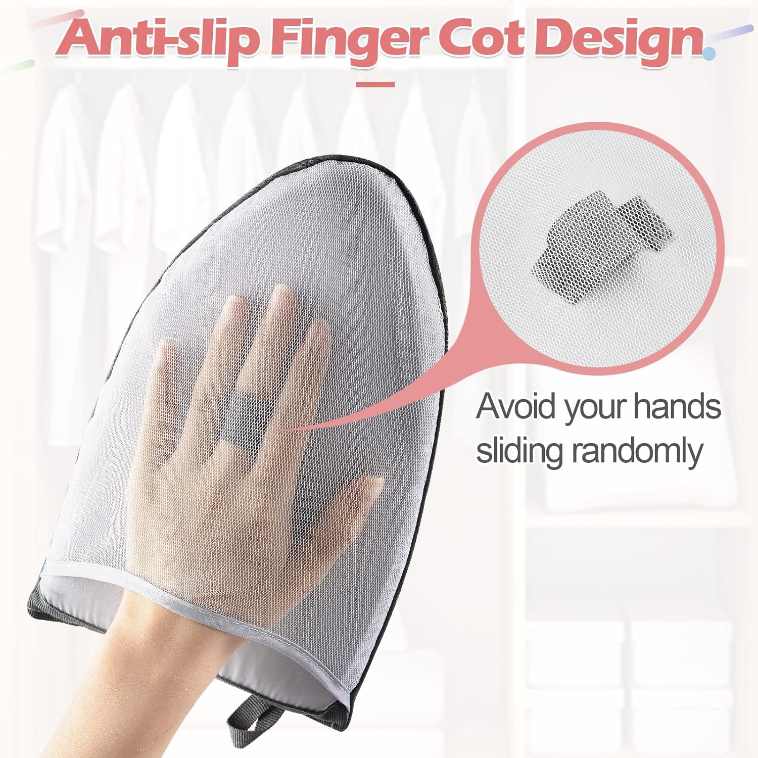 Garment Steamer Ironing Glove, Waterproof Mini Ironing Board with Finger Loop Garment Steamer Mitt Heat Resistant Gloves for Clothes Steamers